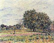 Nussbaume bei untergehender Sonne, Anfang Oktober Alfred Sisley